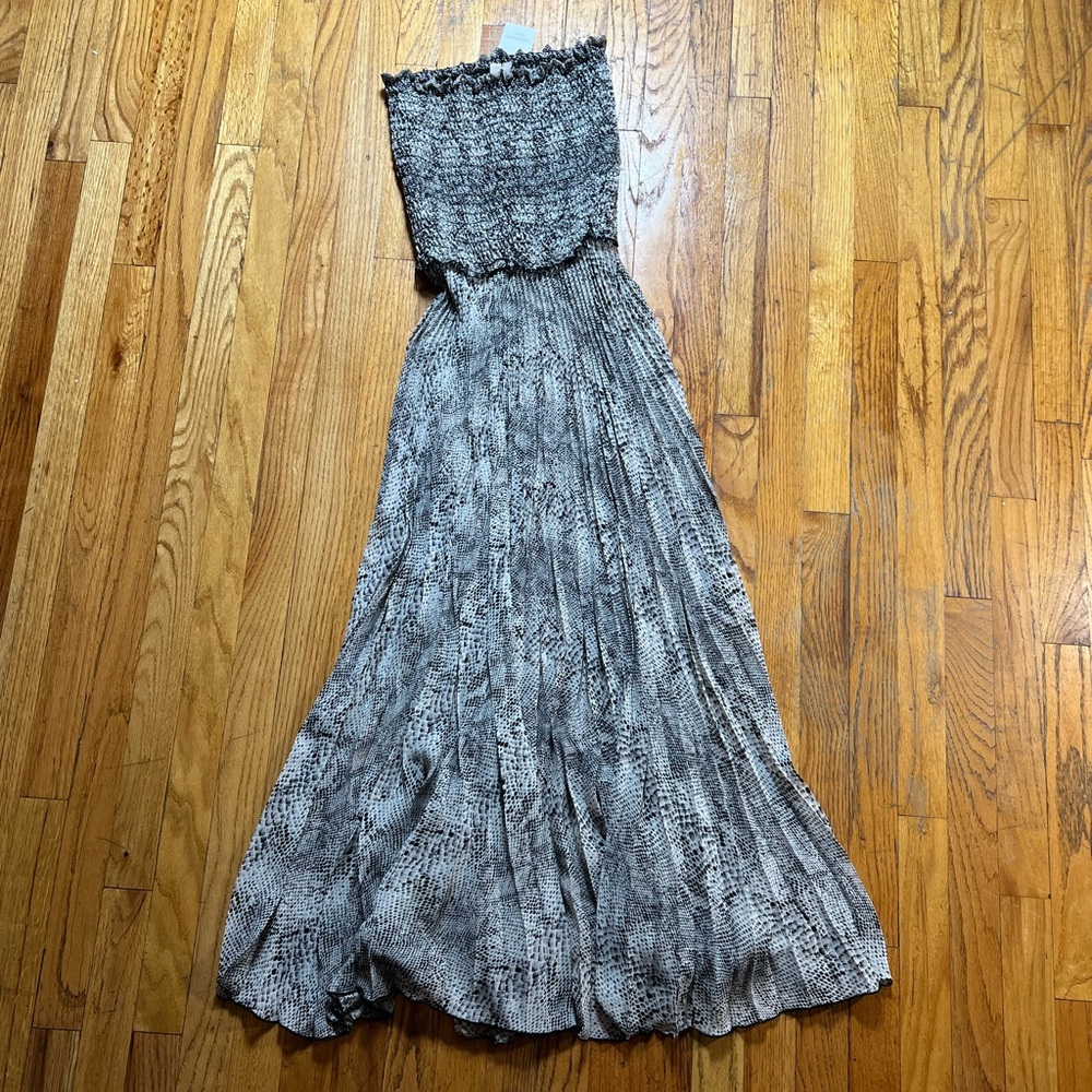 Lloyd Ford Gray Strapless Maxi Dress